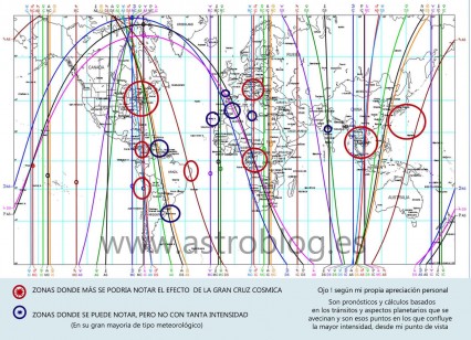 Mapa Mundial con Tránsitos Gran Cruz Cósmica 2014